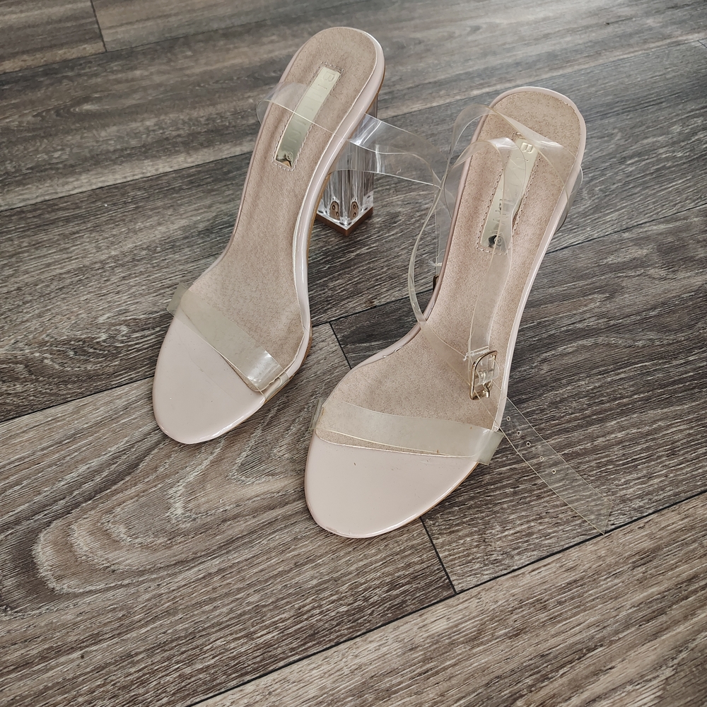 Transparent Strap Nude Heels